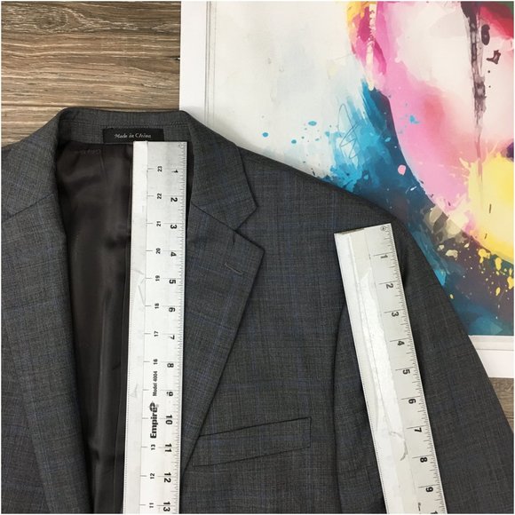Calvin Klein Mens Blazer Sport Coat‎ Two Button Casual Jacket Size 44L Wool Suit - Picture 12 of 13